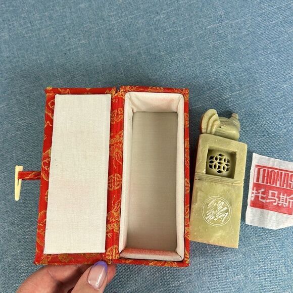 Vintage Chinese Hand Carved Soapstone Seal Stamp With Rooster On Top - Thomas - Picture 2 of 9